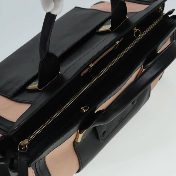 Chloe Alice Hand Bag Leather 2way Black Pink Auth am6912V - Picture 7 of 14